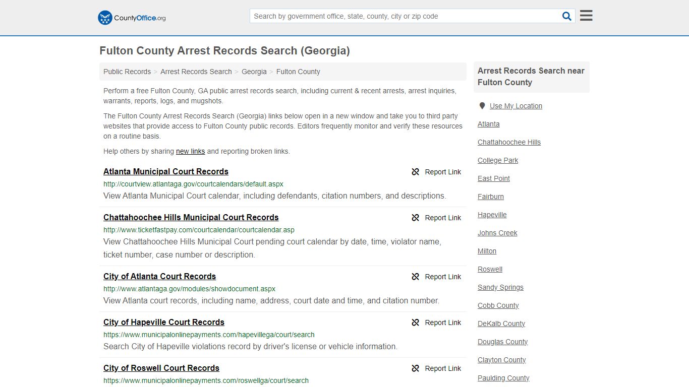 Fulton County Arrest Records Search (Georgia) - County Office
